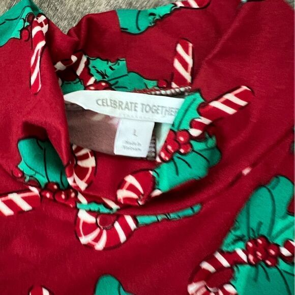 Celebrate Together Print Brushed 3/4 Sleeve Mock Neck Swing Dress-Large - Picture 3 of 6